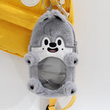 Maxbell Plush Photocard Holder Portable Protector Hanging Decoration Protective Case Gray Wolf