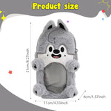 Maxbell Plush Photocard Holder Portable Protector Hanging Decoration Protective Case Gray Wolf