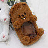 Maxbell Plush Photocard Holder Portable Protector Hanging Decoration Protective Case Brown Bear
