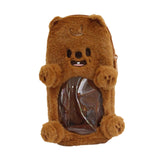 Maxbell Plush Photocard Holder Portable Protector Hanging Decoration Protective Case Brown Bear