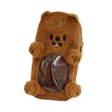 Maxbell Plush Photocard Holder Portable Protector Hanging Decoration Protective Case Brown Bear