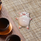 Maxbell Pig Statue Collections Artwork Ceramic Tea Pet for Tea House Cabinet Bedroom