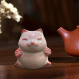 Maxbell Cat Statue Mini Animal Figurine Ceramic Tea Pet for Fireplace Bedroom Indoor A