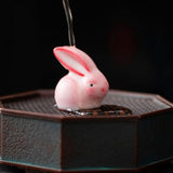 Maxbell Ceramic Rabbit Figurine Souvenir Bunny Statue for Desktop Bedroom Decoration