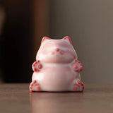 Maxbell Cat Statue Mini Animal Figurine Ceramic Tea Pet for Fireplace Bedroom Indoor B
