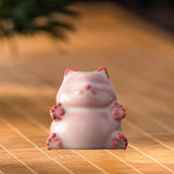 Maxbell Cat Statue Mini Animal Figurine Ceramic Tea Pet for Fireplace Bedroom Indoor B