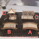 Maxbell DIY Building Model Assembly Kit 1/50 Handmade Fun Gift Micro Landscape Decor Covered Bridge