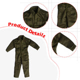 Maxbell 1/12 Scale Action Figure Clothes Men Jumpsuit Doll Clothes for 6" Male Dolls Green