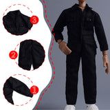 Maxbell 1/12 Scale Action Figure Clothes Men Jumpsuit Doll Clothes for 6" Male Dolls Black