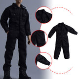 Maxbell 1/12 Scale Action Figure Clothes Men Jumpsuit Doll Clothes for 6" Male Dolls Black