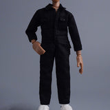 Maxbell 1/12 Scale Action Figure Clothes Men Jumpsuit Doll Clothes for 6" Male Dolls Black