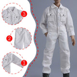 Maxbell 1/12 Scale Action Figure Clothes Men Jumpsuit Doll Clothes for 6" Male Dolls White