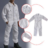 Maxbell 1/12 Scale Action Figure Clothes Men Jumpsuit Doll Clothes for 6" Male Dolls White