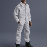 Maxbell 1/12 Scale Action Figure Clothes Men Jumpsuit Doll Clothes for 6" Male Dolls White