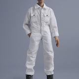 Maxbell 1/12 Scale Action Figure Clothes Men Jumpsuit Doll Clothes for 6" Male Dolls White