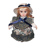 Maxbell Porcelain Rural Girl Doll 7.87inch Birthday Gift Ceramic Doll for Girls Kids Blue
