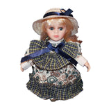 Maxbell Porcelain Rural Girl Doll 7.87inch Birthday Gift Ceramic Doll for Girls Kids Blue