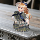 Maxbell Porcelain Rural Girl Doll 7.87inch Birthday Gift Ceramic Doll for Girls Kids Blue
