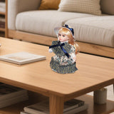 Maxbell Porcelain Rural Girl Doll 7.87inch Birthday Gift Ceramic Doll for Girls Kids Blue