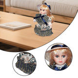 Maxbell Porcelain Rural Girl Doll 7.87inch Birthday Gift Ceramic Doll for Girls Kids Blue