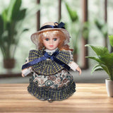 Maxbell Porcelain Rural Girl Doll 7.87inch Birthday Gift Ceramic Doll for Girls Kids Blue