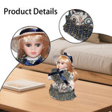 Maxbell Porcelain Rural Girl Doll 7.87inch Birthday Gift Ceramic Doll for Girls Kids Blue