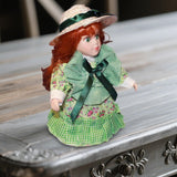 Maxbell Porcelain Rural Girl Doll 7.87inch Birthday Gift Ceramic Doll for Girls Kids Green