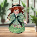 Maxbell Porcelain Rural Girl Doll 7.87inch Birthday Gift Ceramic Doll for Girls Kids Green