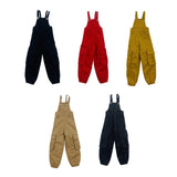Maxbell 1/6 Scale Bib Overalls Mini Long Pants with Pocket for 12in Figures Dress up black