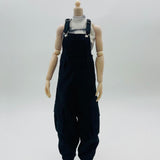 Maxbell 1/6 Scale Bib Overalls Mini Long Pants with Pocket for 12in Figures Dress up black