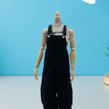 Maxbell 1/6 Scale Bib Overalls Mini Long Pants with Pocket for 12in Figures Dress up black