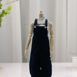 Maxbell 1/6 Scale Bib Overalls Mini Long Pants with Pocket for 12in Figures Dress up black