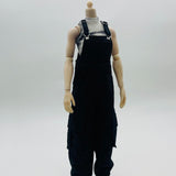 Maxbell 1/6 Scale Bib Overalls Mini Long Pants with Pocket for 12in Figures Dress up black