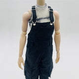 Maxbell 1/6 Scale Bib Overalls Mini Long Pants with Pocket for 12in Figures Dress up black