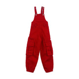 Maxbell 1/6 Scale Bib Overalls Mini Long Pants with Pocket for 12in Figures Dress up red
