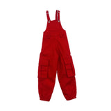 Maxbell 1/6 Scale Bib Overalls Mini Long Pants with Pocket for 12in Figures Dress up red