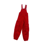 Maxbell 1/6 Scale Bib Overalls Mini Long Pants with Pocket for 12in Figures Dress up red