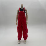 Maxbell 1/6 Scale Bib Overalls Mini Long Pants with Pocket for 12in Figures Dress up red