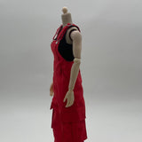Maxbell 1/6 Scale Bib Overalls Mini Long Pants with Pocket for 12in Figures Dress up red