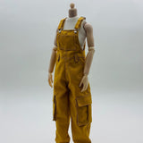Maxbell 1/6 Scale Bib Overalls Mini Long Pants with Pocket for 12in Figures Dress up yellow