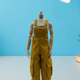 Maxbell 1/6 Scale Bib Overalls Mini Long Pants with Pocket for 12in Figures Dress up yellow