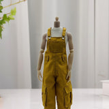 Maxbell 1/6 Scale Bib Overalls Mini Long Pants with Pocket for 12in Figures Dress up yellow