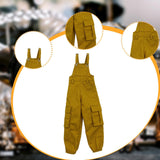 Maxbell 1/6 Scale Bib Overalls Mini Long Pants with Pocket for 12in Figures Dress up yellow