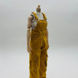 Maxbell 1/6 Scale Bib Overalls Mini Long Pants with Pocket for 12in Figures Dress up yellow