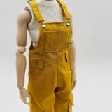 Maxbell 1/6 Scale Bib Overalls Mini Long Pants with Pocket for 12in Figures Dress up yellow