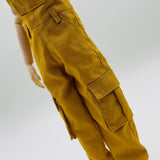 Maxbell 1/6 Scale Bib Overalls Mini Long Pants with Pocket for 12in Figures Dress up yellow