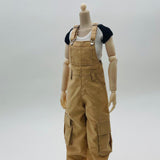 Maxbell 1/6 Scale Bib Overalls Mini Long Pants with Pocket for 12in Figures Dress up Khaki