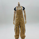 Maxbell 1/6 Scale Bib Overalls Mini Long Pants with Pocket for 12in Figures Dress up Khaki