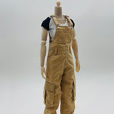 Maxbell 1/6 Scale Bib Overalls Mini Long Pants with Pocket for 12in Figures Dress up Khaki
