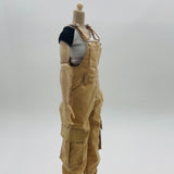 Maxbell 1/6 Scale Bib Overalls Mini Long Pants with Pocket for 12in Figures Dress up Khaki